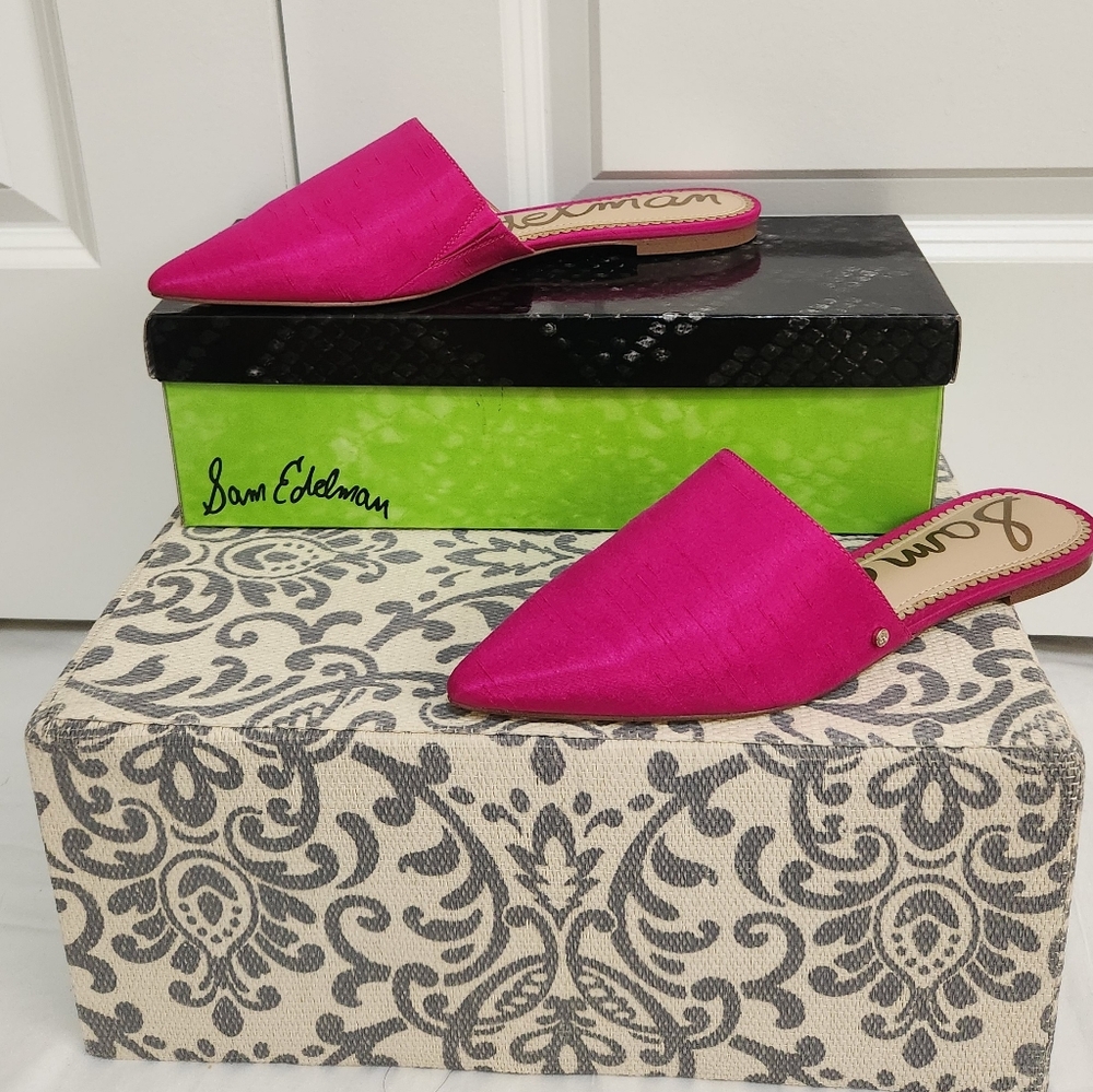 Sam Edelman Hot Pink Pointed Toe Mules - Picture 4 of 8
